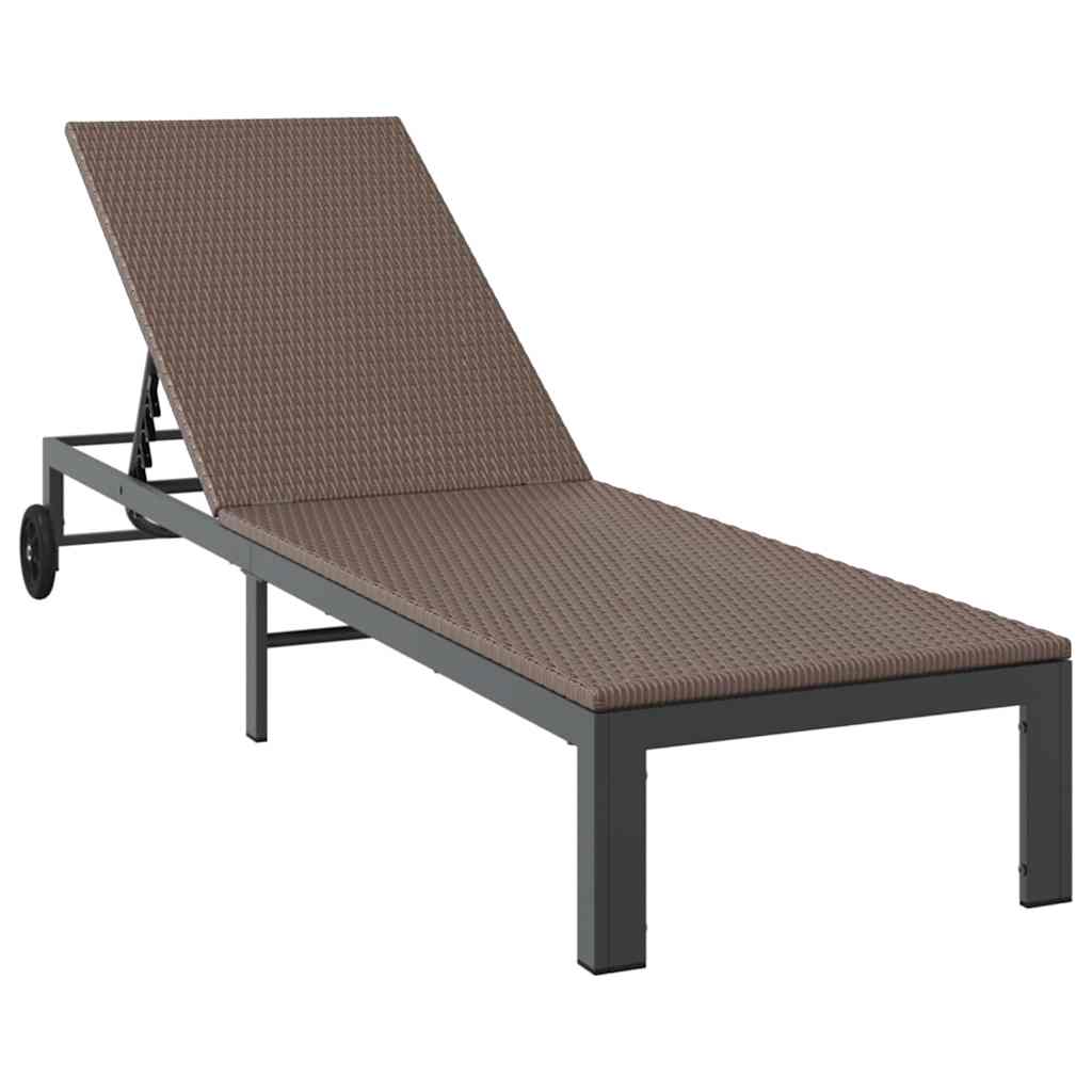 vidaXL Ligstoel 2-persoon 3 pcs Bruin poly rattan