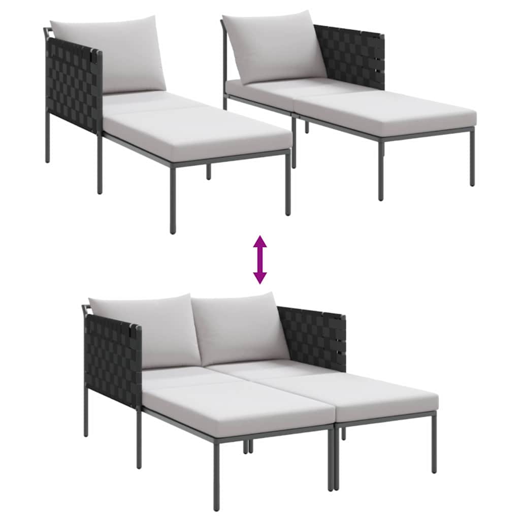 vidaXL Ligstoel Antraciet 153 x 115 x 69.5 cm Gepoedercoat staal