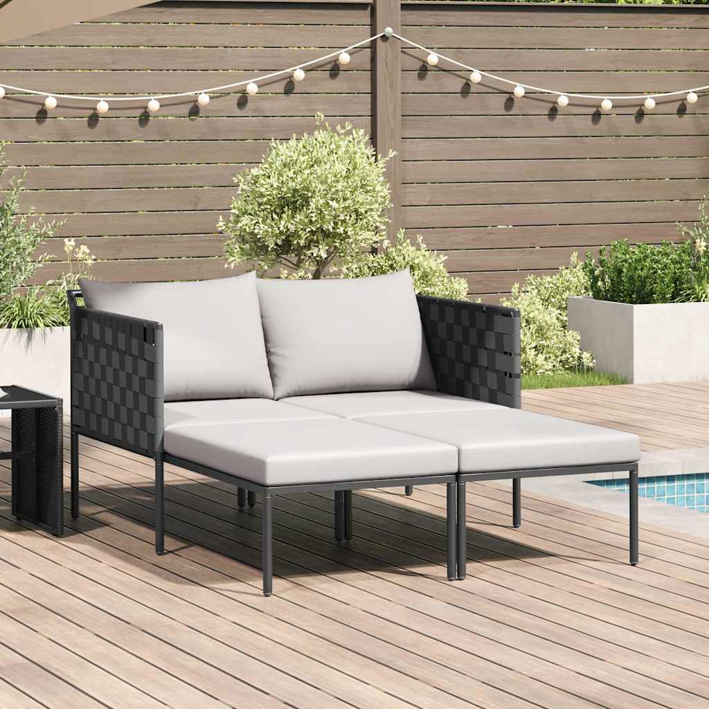 vidaXL Ligstoel Antraciet 153 x 115 x 69.5 cm Gepoedercoat staal