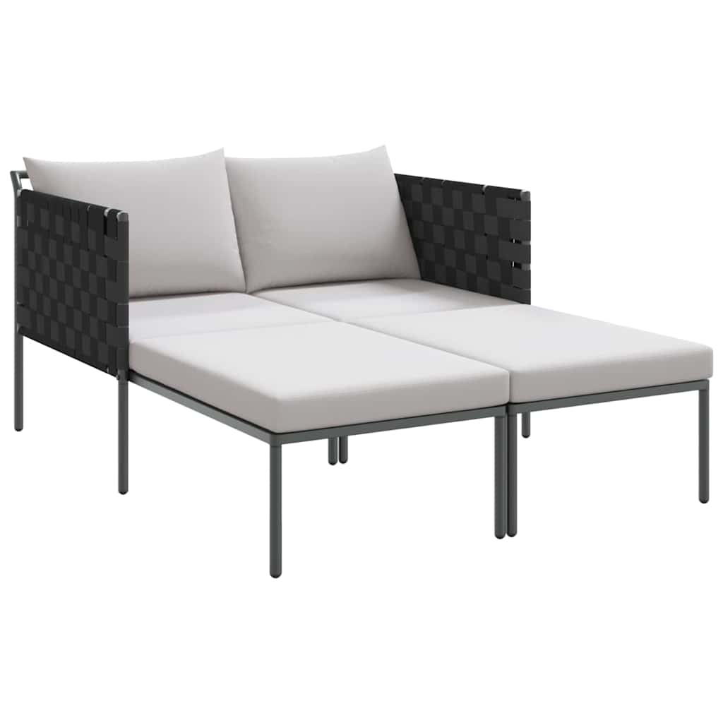 vidaXL Ligstoel Antraciet 153 x 115 x 69.5 cm Gepoedercoat staal