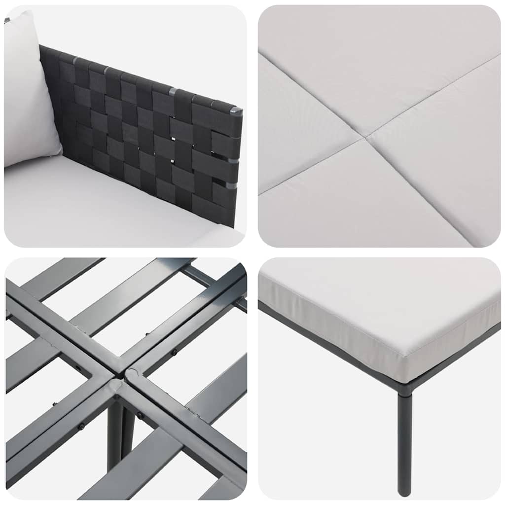 vidaXL Ligstoel Antraciet 153 x 115 x 69.5 cm Gepoedercoat staal