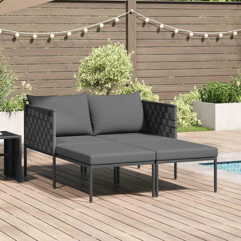 vidaXL Ligstoel Antraciet 153 x 115 x 69.5 cm Gepoedercoat staal