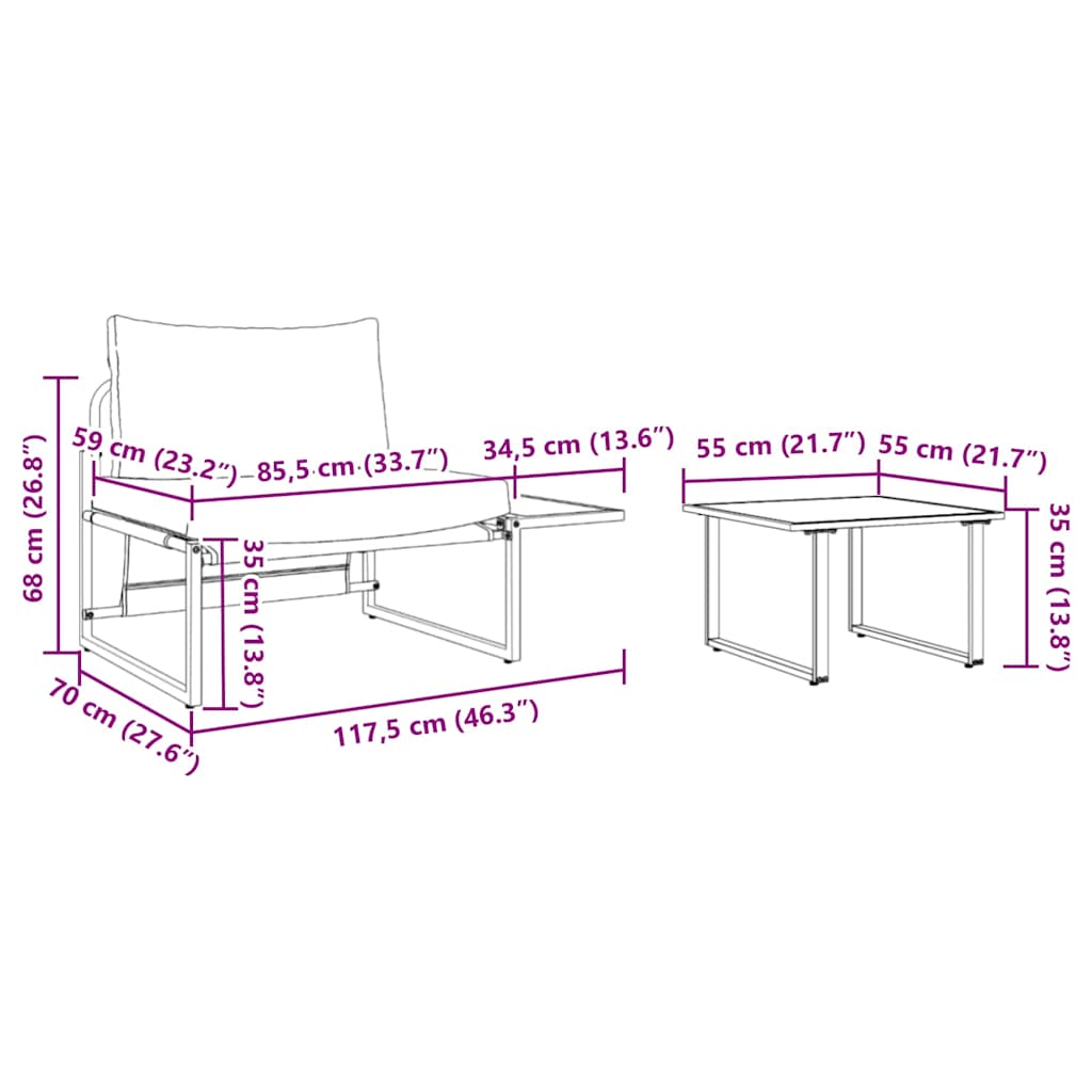 vidaXL Tuinbank Set 2 pcs Antraciet Staal