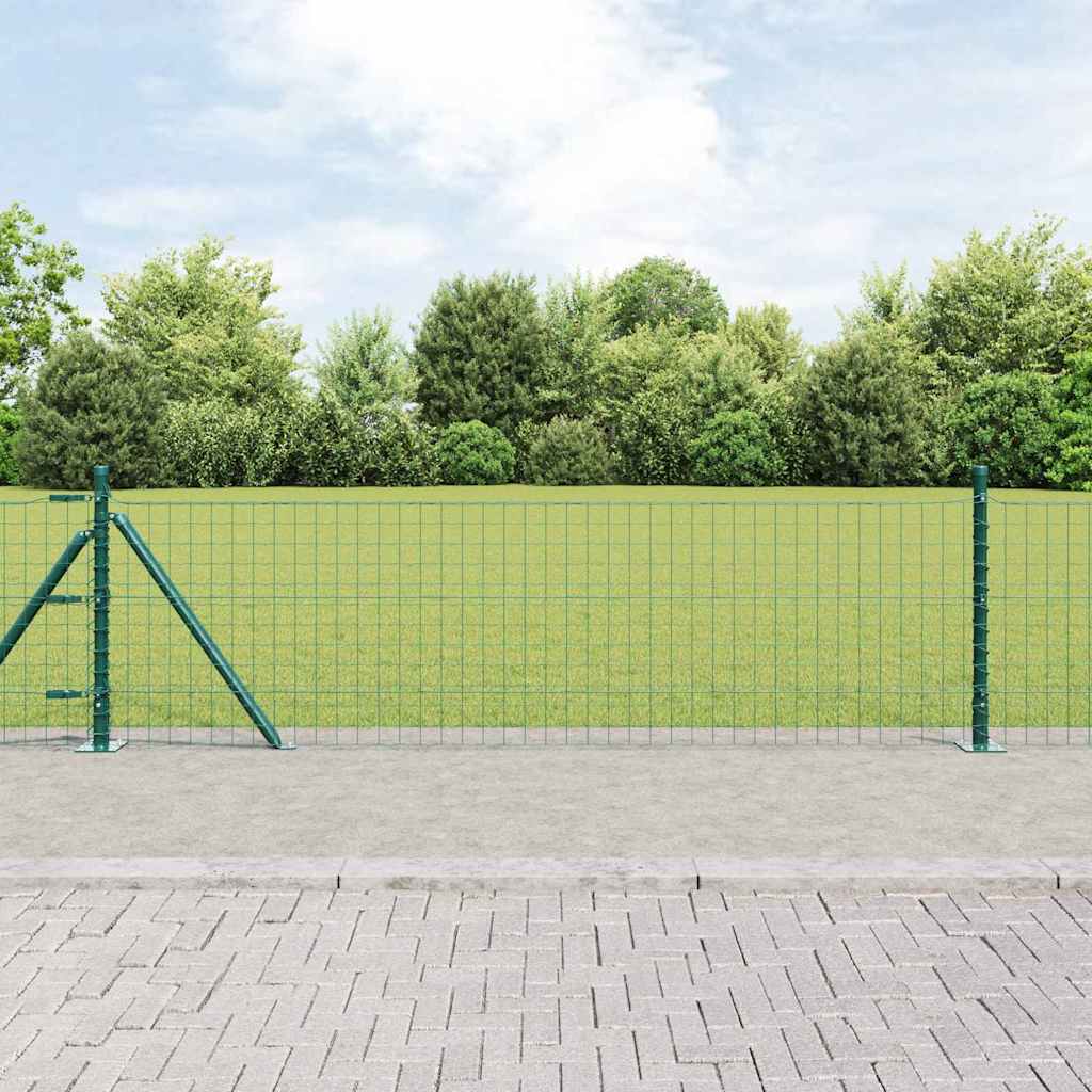 vidaXL Hekpaal met betonbasis 26 st Groen Gepoedercoat staal