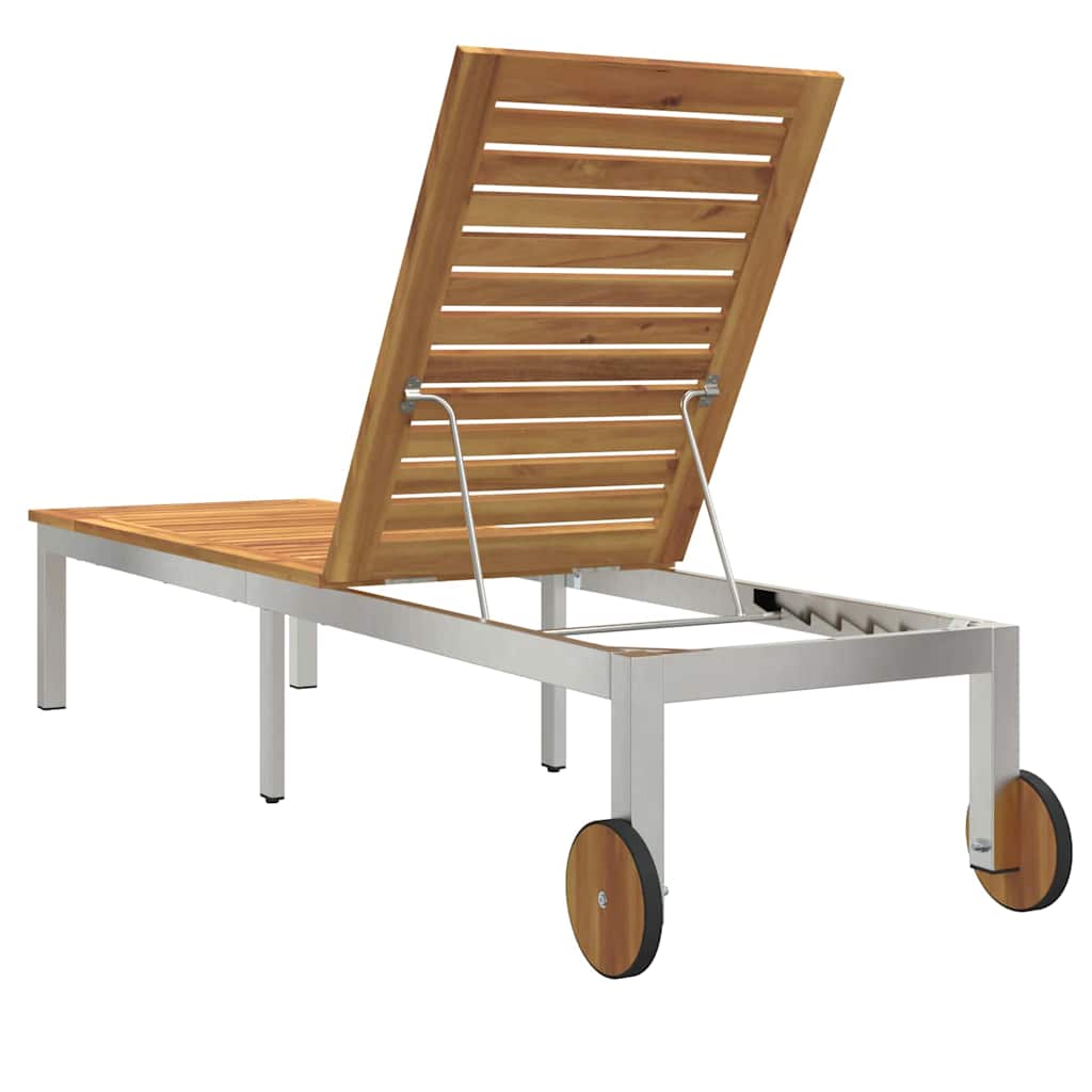 vidaXL Sun Lounger Oiled Natural 205 x 53 x 100 cm Solid Acacia Wood