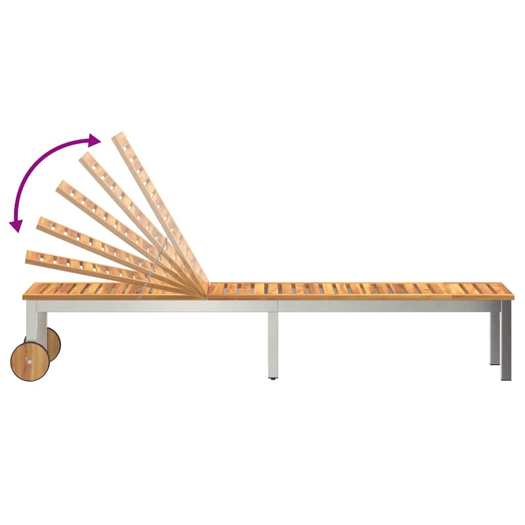vidaXL Sun Lounger Oiled Natural 205 x 53 x 100 cm Solid Acacia Wood