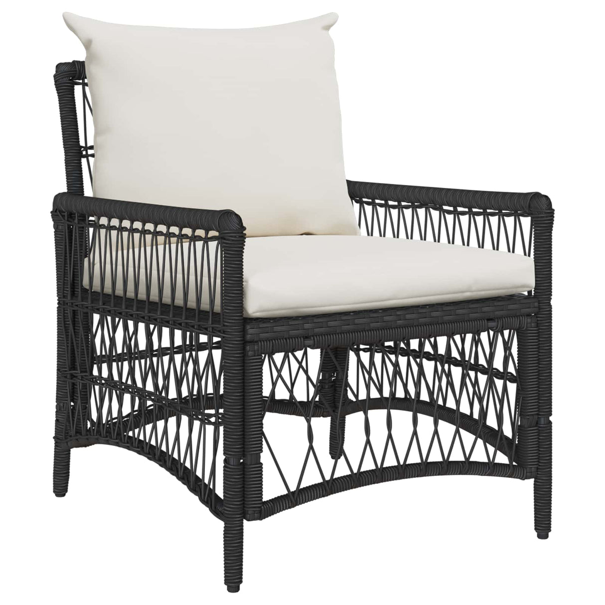 vidaXL Tuinstoel met kussen Zwart 73 x 61 x 77 cm poly rattan