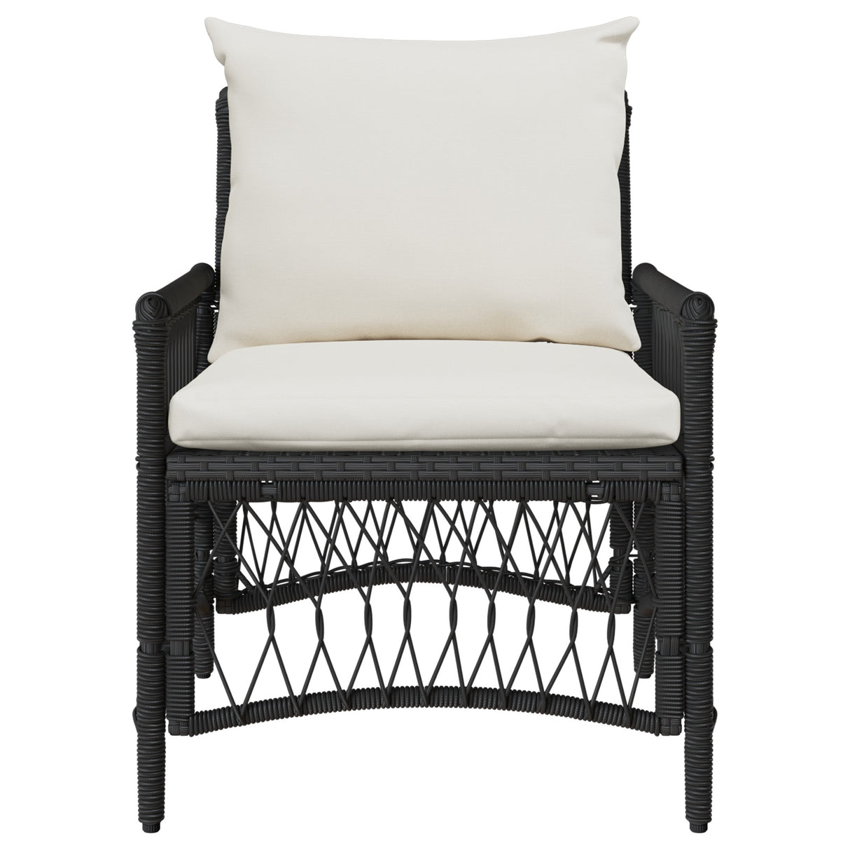 vidaXL Tuinstoel met kussen Zwart 73 x 61 x 77 cm poly rattan