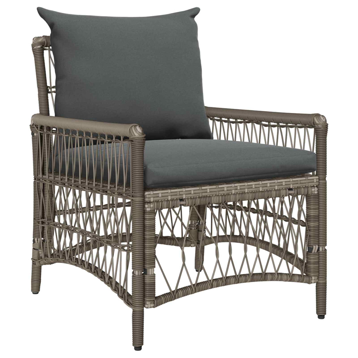 vidaXL Tuinstoel met kussen Zwart 73 x 61 x 77 cm poly rattan