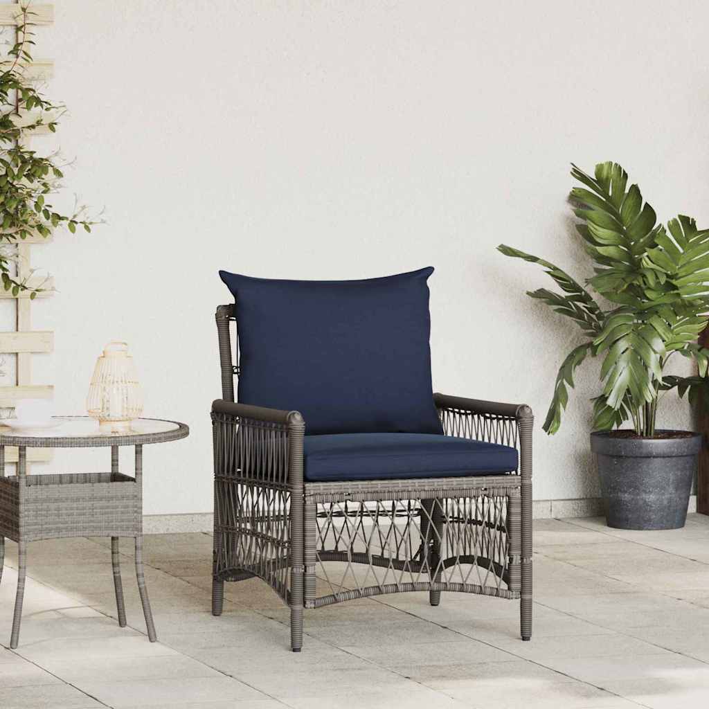 vidaXL Tuinstoel met kussen Zwart 73 x 61 x 77 cm poly rattan
