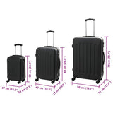 vidaXL Koffer met slot 3 pcs Zwart 50 x 31 x 78 cm ABS Kunststof