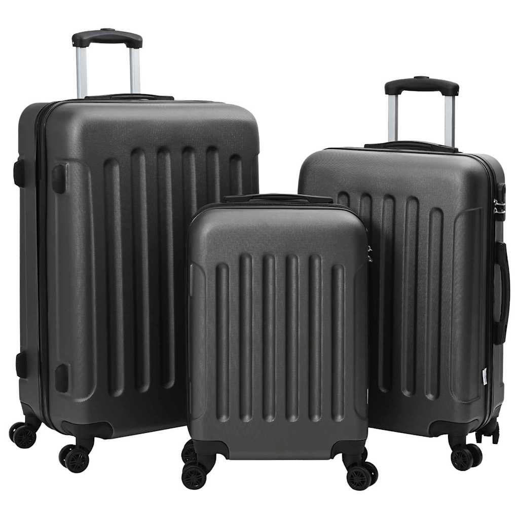 vidaXL Koffer met slot 3 pcs Zwart 50 x 31 x 78 cm ABS Kunststof