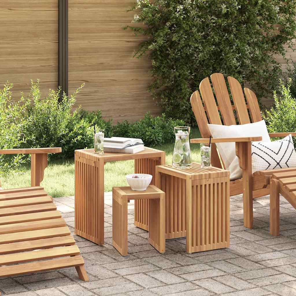 vidaXL Tuin Bijzettafel 3 pcs Bruin 33 x 44,5 x 51 cm Massief Teakhout