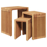 vidaXL Tuin Bijzettafel 3 pcs Bruin 33 x 44,5 x 51 cm Massief Teakhout