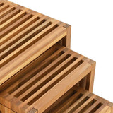 vidaXL Tuin Bijzettafel 3 pcs Bruin 33 x 44,5 x 51 cm Massief Teakhout