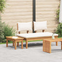 vidaXL Tuinstoel en Tafel Set 2 pcs Crème en bruin Massief teakhout