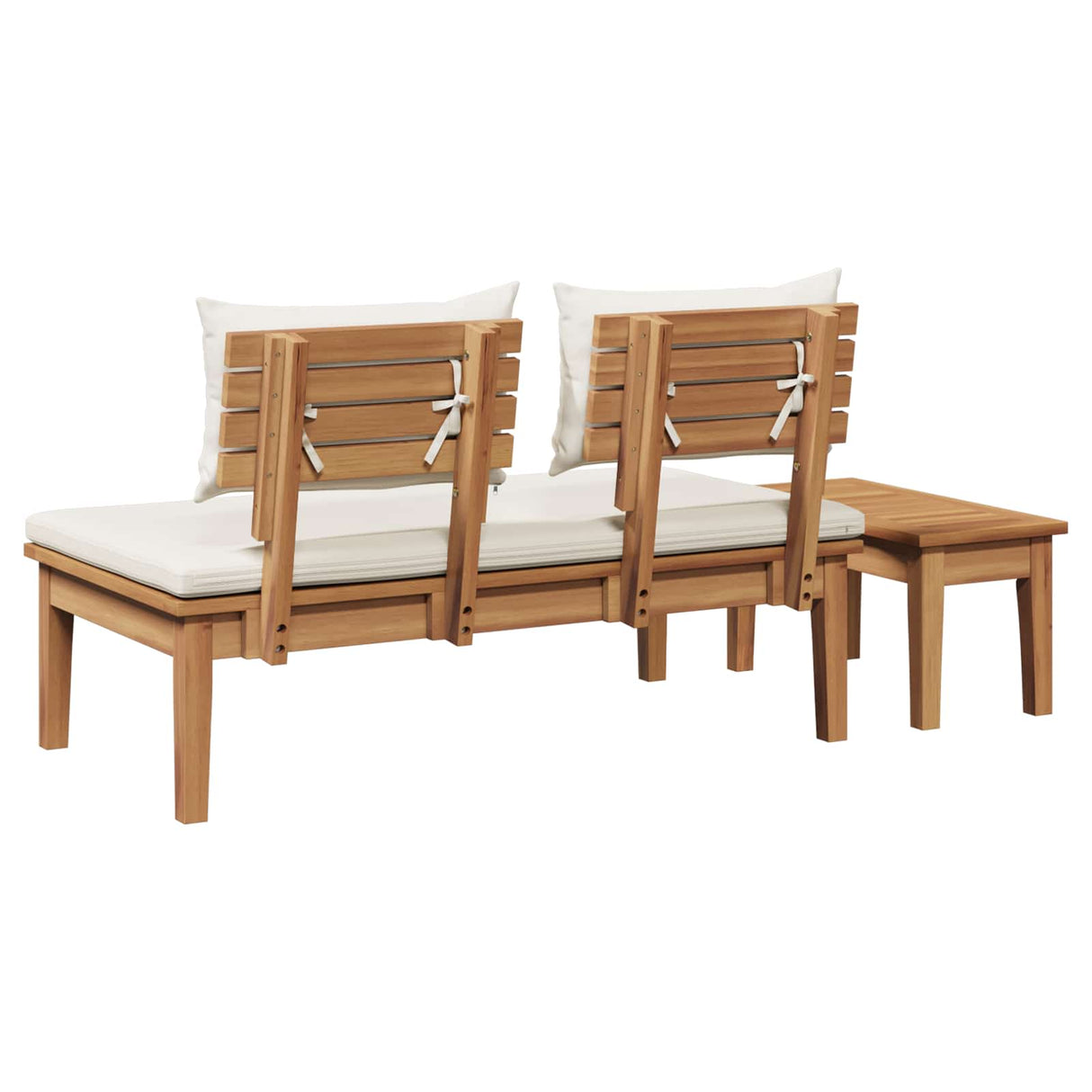 vidaXL Tuinstoel en Tafel Set 2 pcs Crème en bruin Massief teakhout