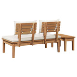 vidaXL Tuinstoel en Tafel Set 2 pcs Crème en bruin Massief teakhout