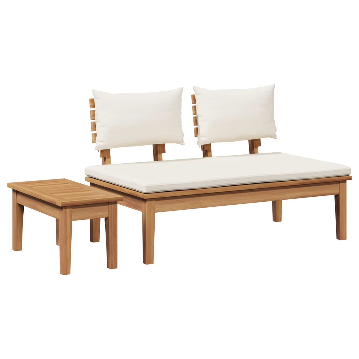 vidaXL Tuinstoel en Tafel Set 2 pcs Crème en bruin Massief teakhout