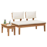 vidaXL Tuinstoel en Tafel Set 2 pcs Crème en bruin Massief teakhout