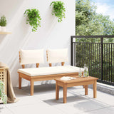 vidaXL Tuinstoel en Tafel Set 2 pcs Crème en bruin Massief teakhout