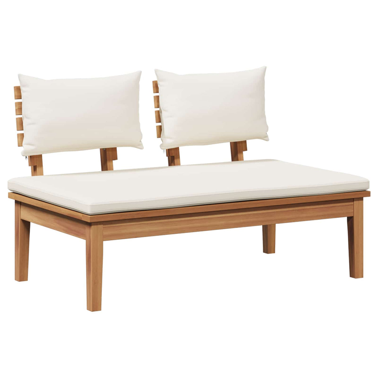 vidaXL Tuinstoel en Tafel Set 2 pcs Crème en bruin Massief teakhout