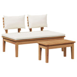 vidaXL Tuinstoel en Tafel Set 2 pcs Crème en bruin Massief teakhout