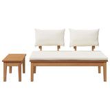 vidaXL Tuinstoel en Tafel Set 2 pcs Crème en bruin Massief teakhout