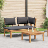 vidaXL Tuinstoel en Tafel Set 2 pcs Crème en bruin Massief teakhout