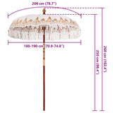 vidaXL Balinese Parasol Crème 190 x 190 x 260 cm Katoen