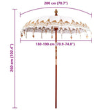 vidaXL Balinese Parasol Cream 185 x 185 x 260 cm Cotton