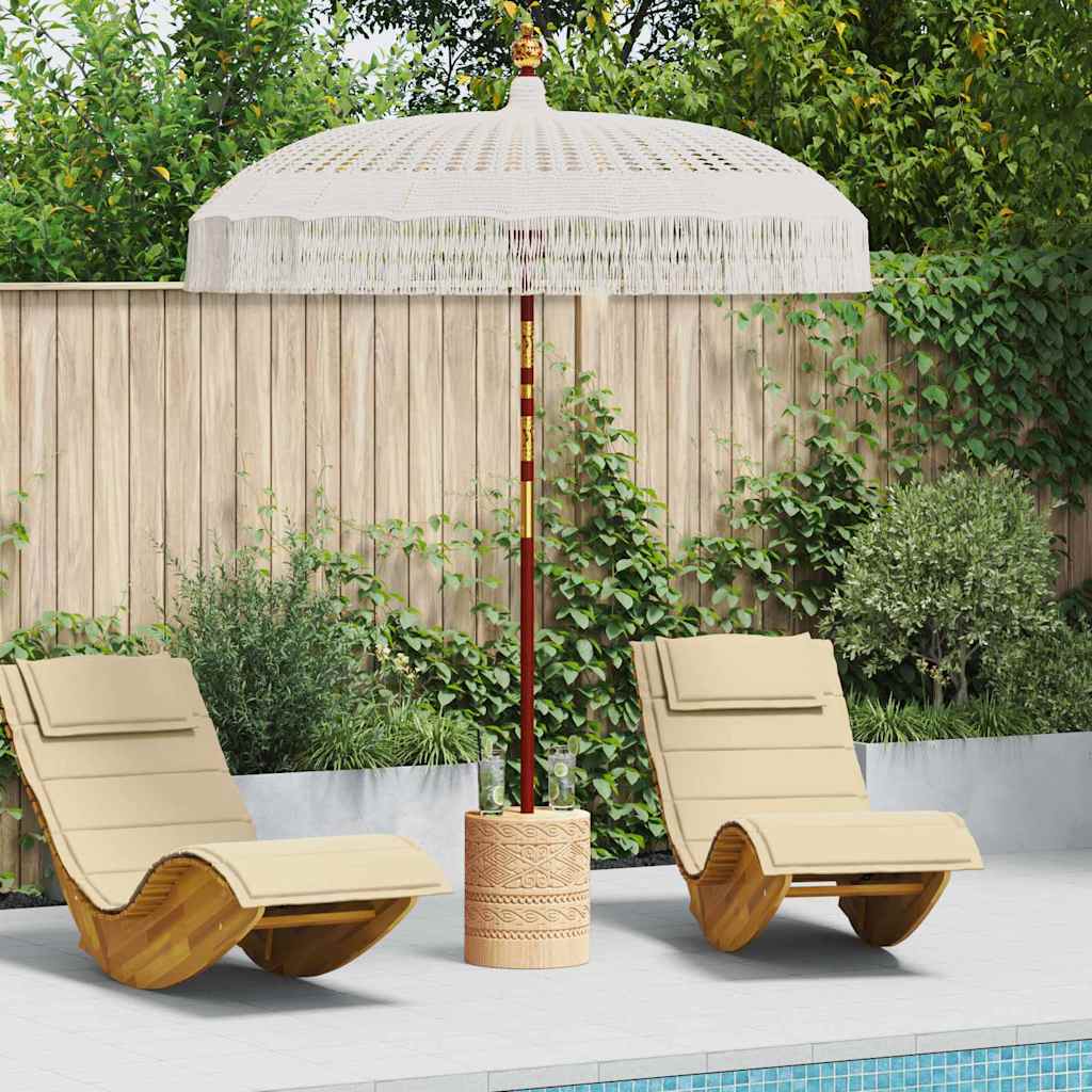 vidaXL Macramé Parasol Crème 190 x 190 x 260 cm Katoen