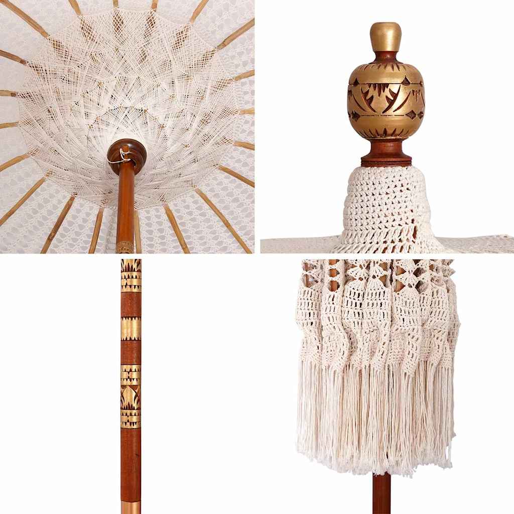 vidaXL Macramé Parasol Crème 190 x 190 x 260 cm Katoen