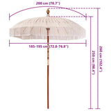 vidaXL Macramé Parasol Crème 190 x 190 x 260 cm Katoen