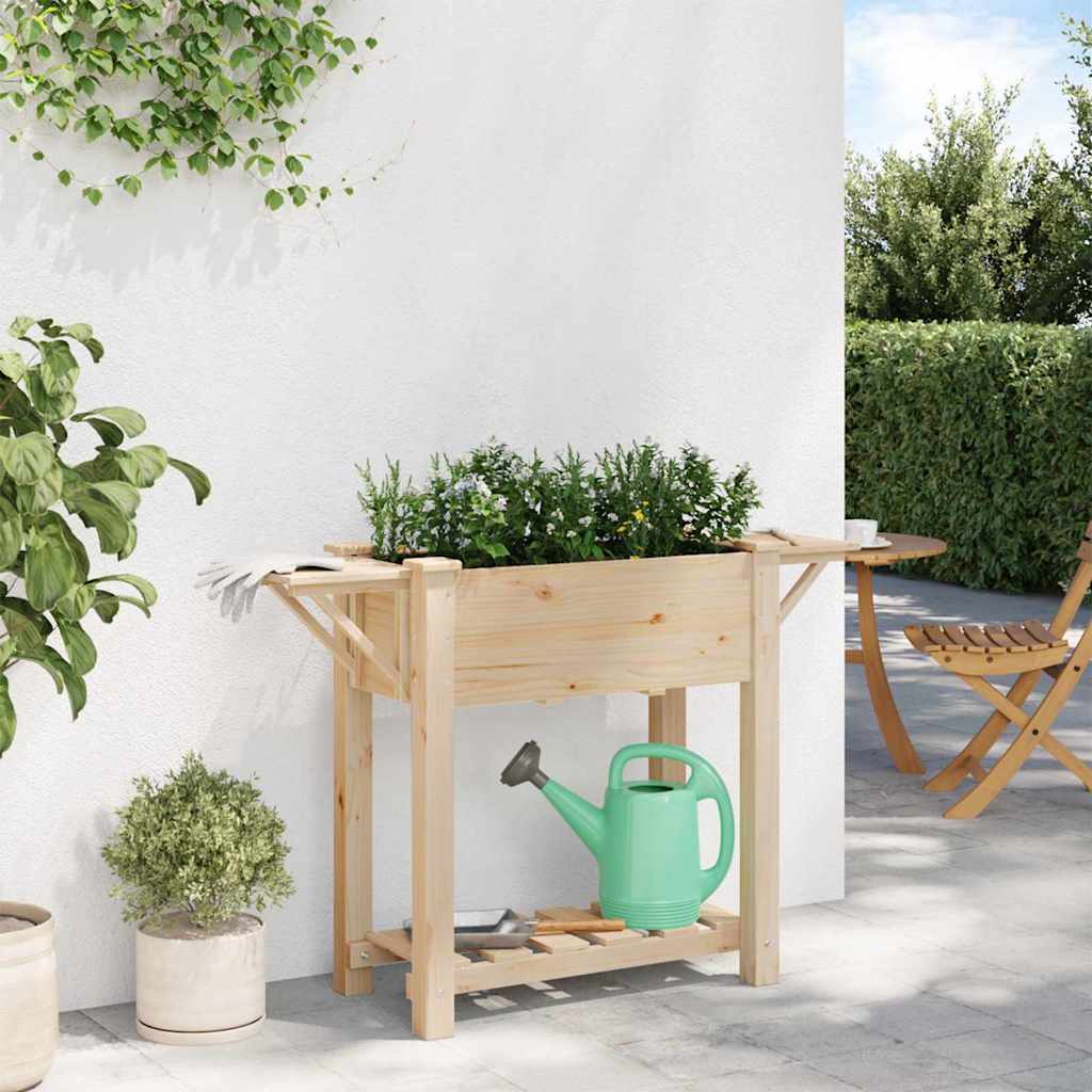 vidaXL Garden Planter Beige 111 x 37 x 76.5 cm Solid Spruce Wood