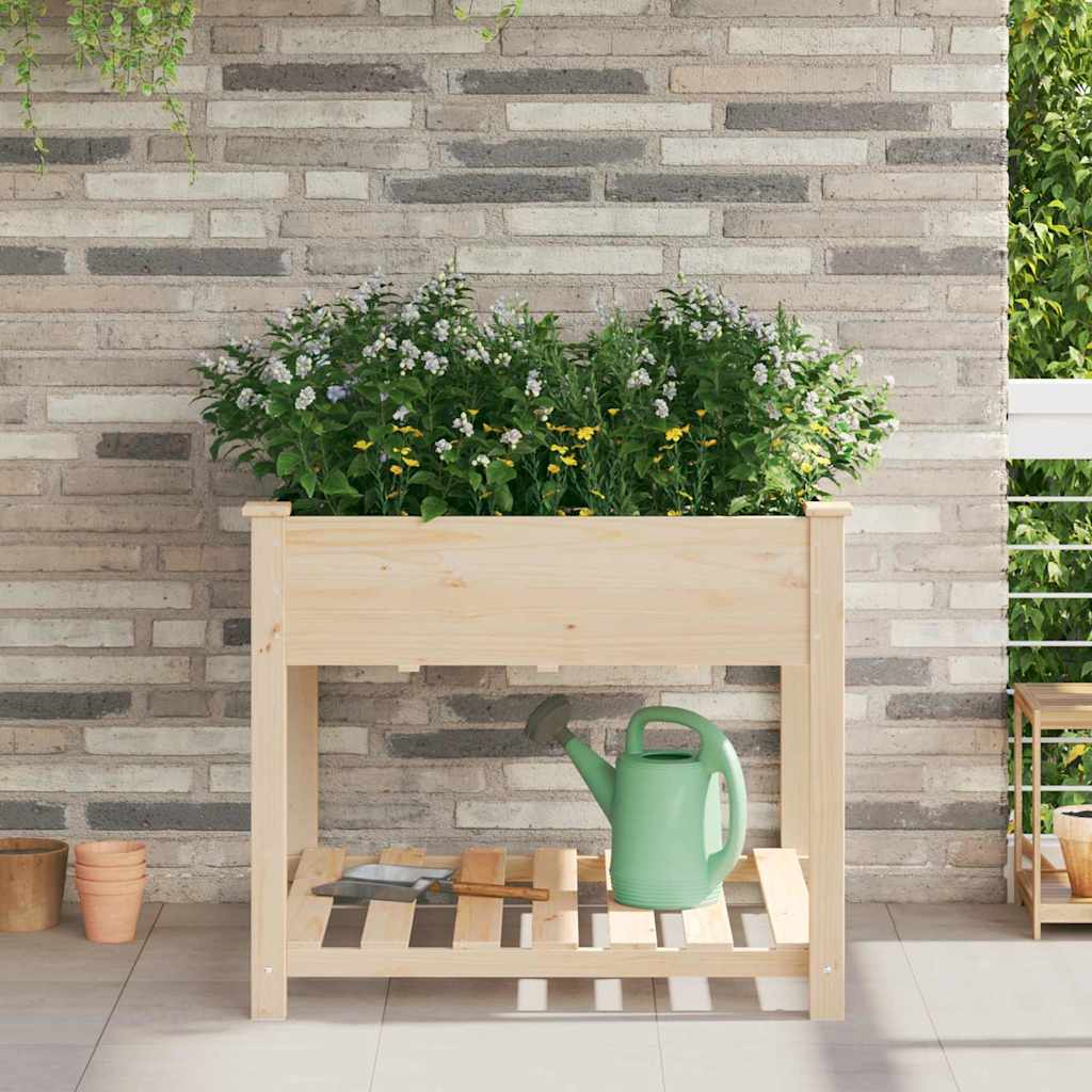 vidaXL Tuin Plantpot Beige 45 x 45 x 76,5 cm Massief Vurenhout