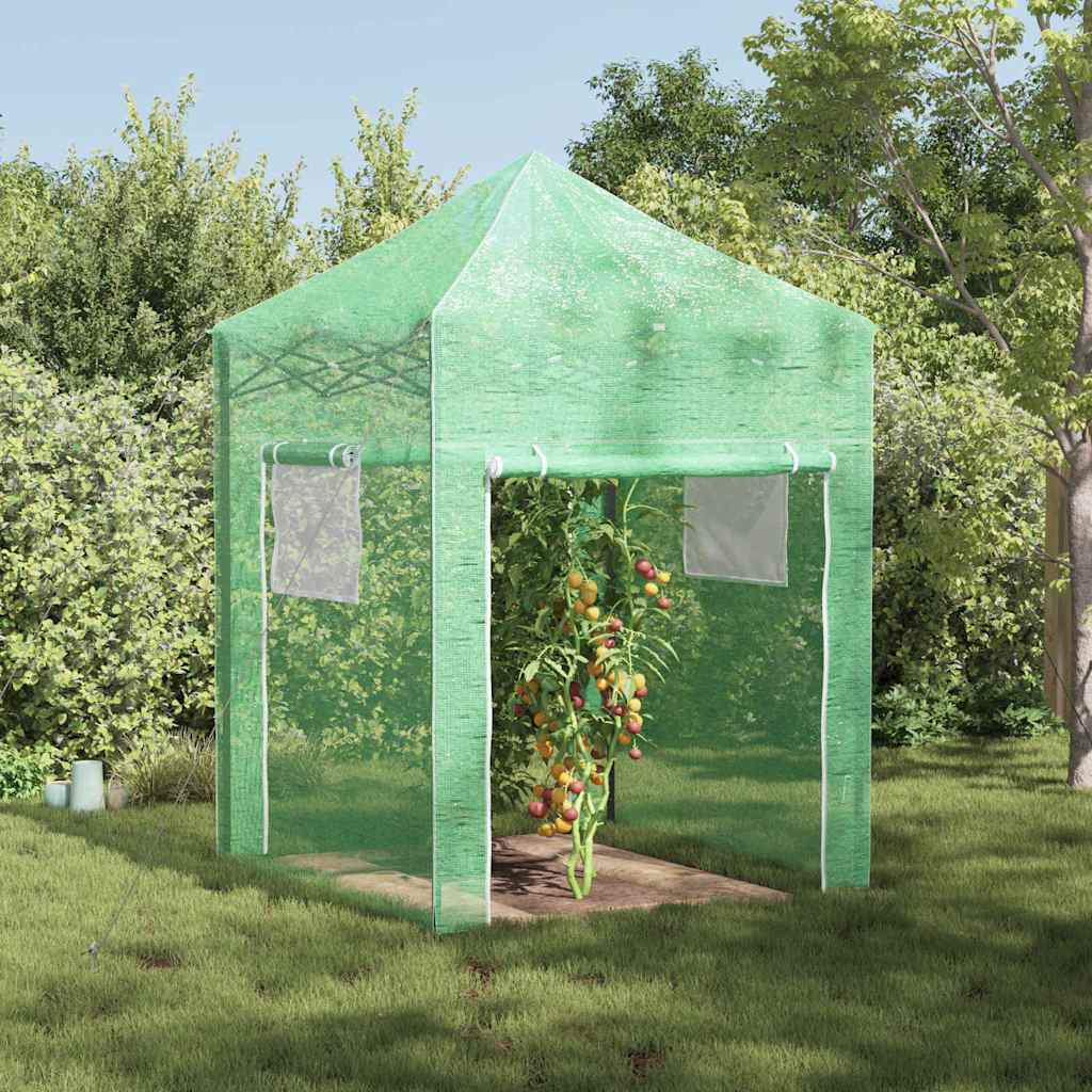 vidaXL Kas met Pop-up Frame met dak Groen 200 x 200 x 300 cm IJzer
