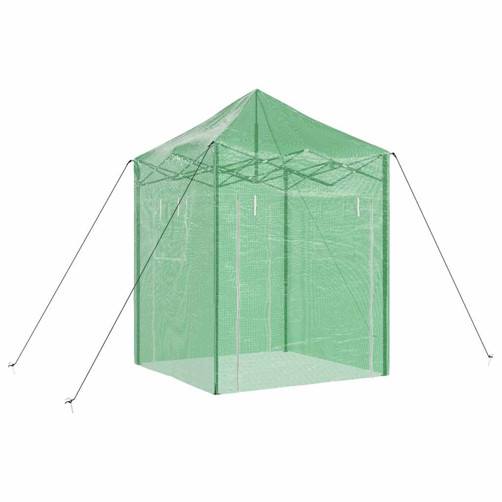 vidaXL Kas met Pop-up Frame met dak Groen 200 x 200 x 300 cm IJzer