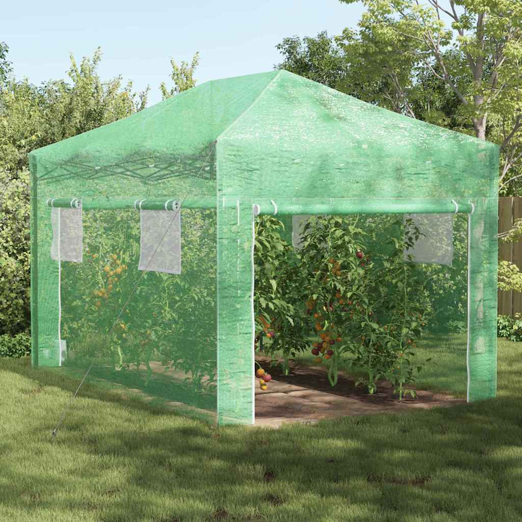 vidaXL Kas met Pop-up Frame met dak Groen 200 x 200 x 300 cm IJzer