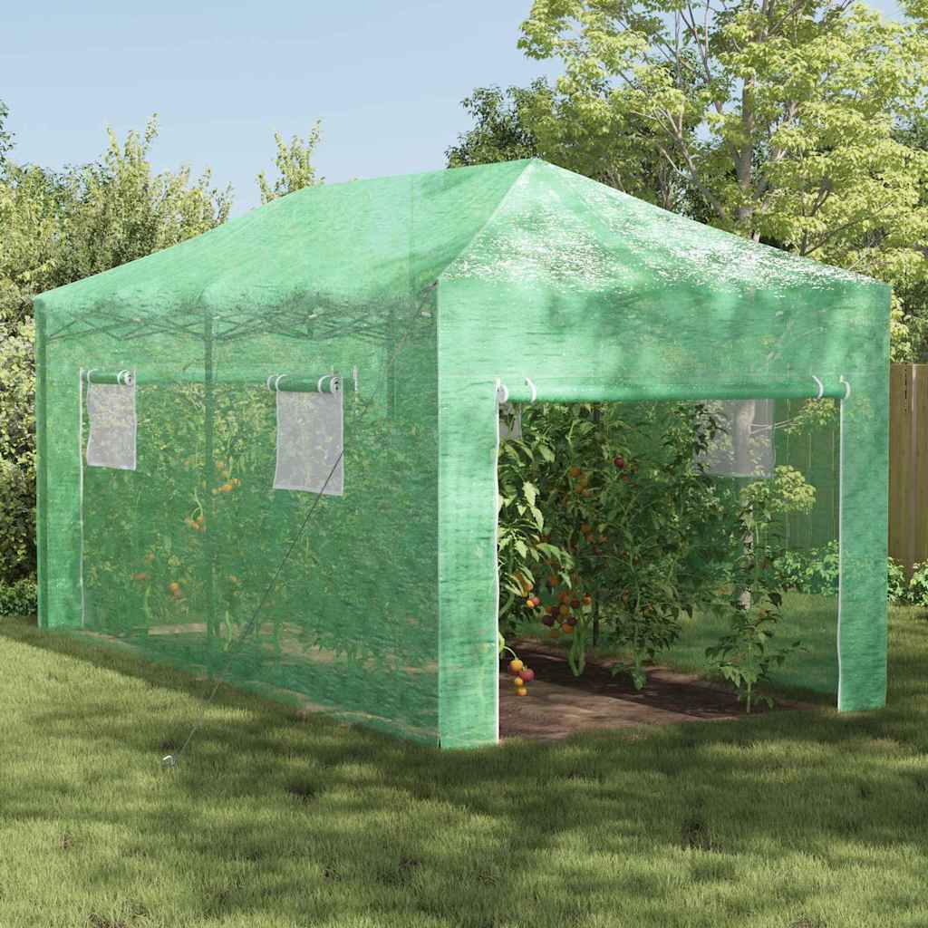 vidaXL Kas met Pop-up Frame met dak Groen 200 x 200 x 300 cm IJzer