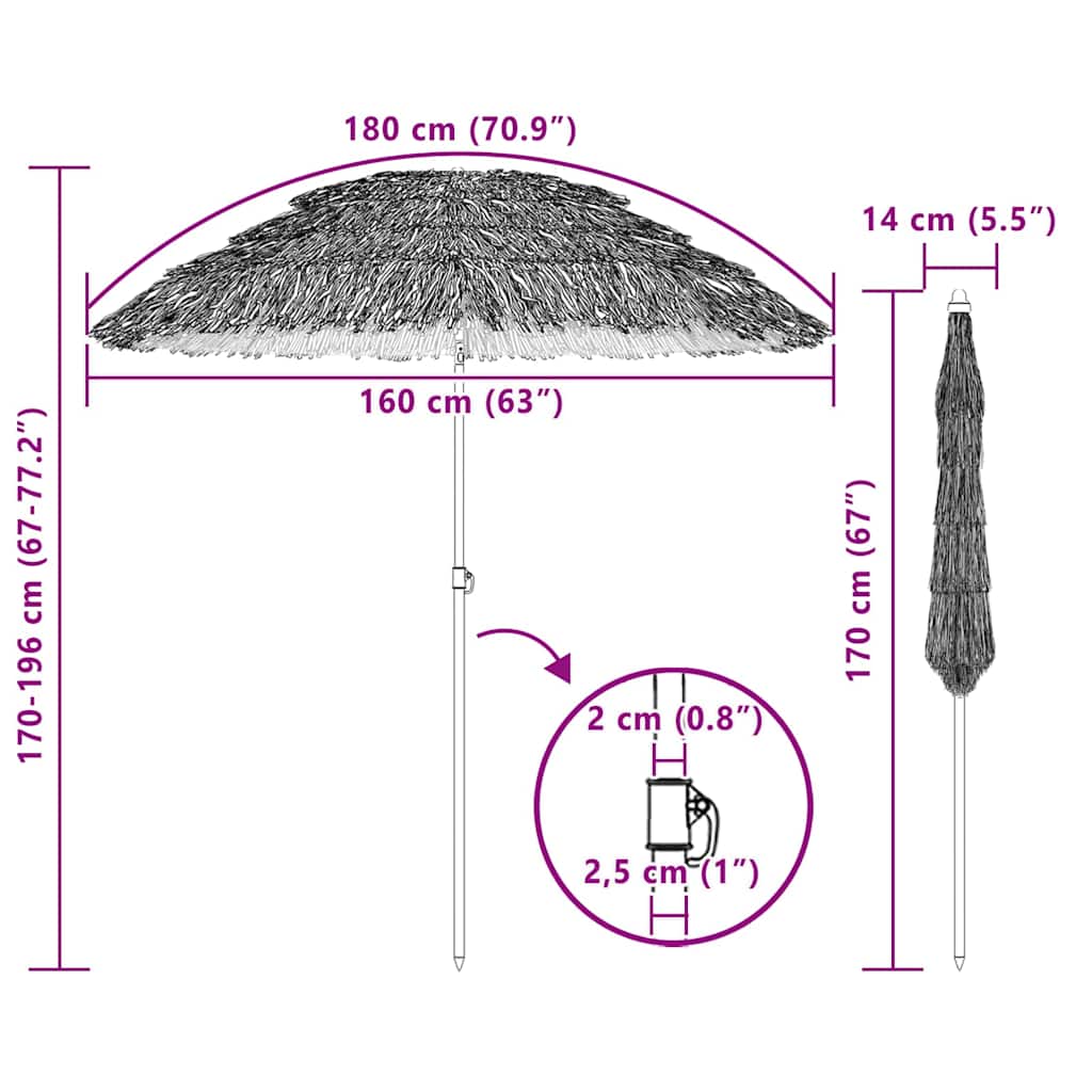 vidaXL Tuinparasol Naturel 160 x 160 x 196 cm