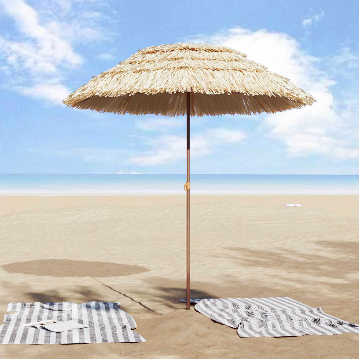 vidaXL Strandparasol Naturel 255 x 255 x 255 cm Polyester en Staal