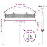 vidaXL Beach Parasol Yellow and White 160 x 160 x 196 cm Polyester and Steel