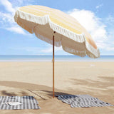 vidaXL Beach Umbrella Yellow and White 205 x 205 x 210 cm Polyester and Steel