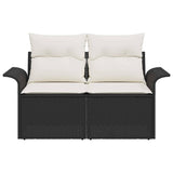 vidaXL Tuin Sofa met kussen Zwart 141 x 62 x 69cm poly rattan