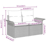 vidaXL Tuin Sofa met kussen Zwart 141 x 62 x 69cm poly rattan