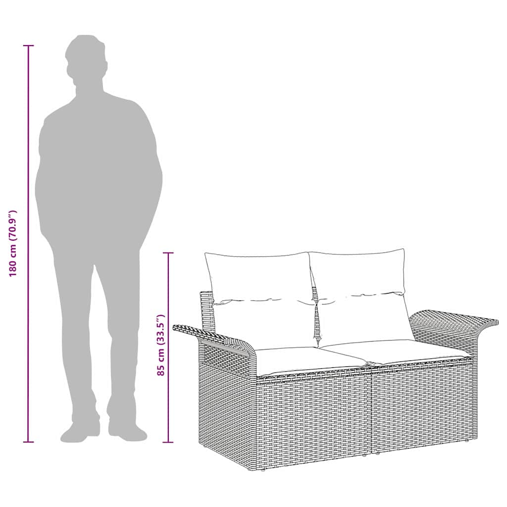 vidaXL Garden Sofa with Cushion 141 x 62 x 69 cm Poly Rattan