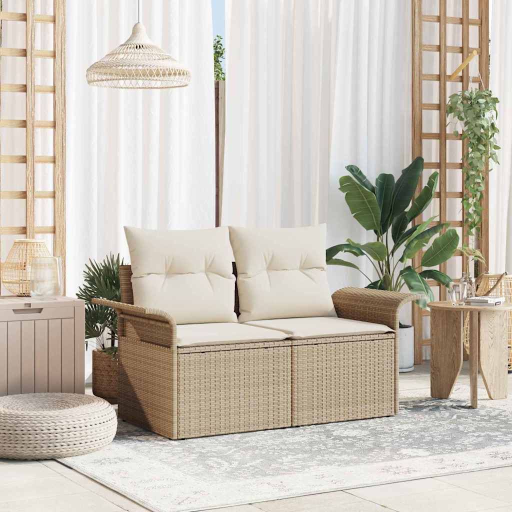 vidaXL Tuin Sofa met kussen Zwart 141 x 62 x 69cm poly rattan