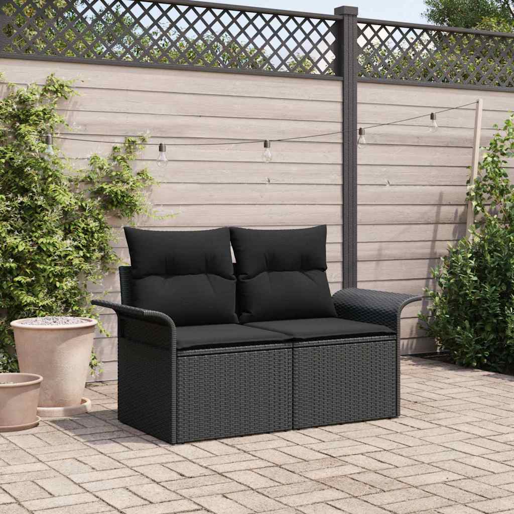 vidaXL Tuin Sofa met kussen Zwart 141 x 62 x 69cm poly rattan