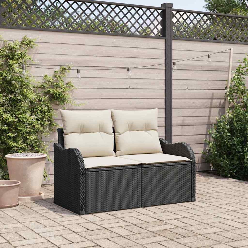 vidaXL Tuin Sofa met kussen Zwart 121 x 62 x 69cm poly rattan